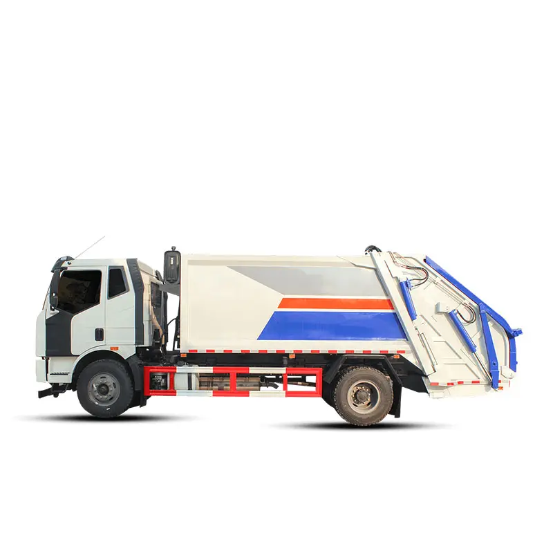 Faw garbage collection truck 14 cubic capacity garbage truck compactor automatically compress garbage low cost