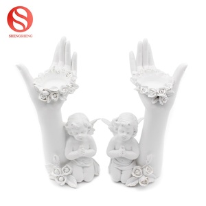 Figurine d'ange en résine décoration main conception de forme de fleur porte-chandelier - Product Image 5