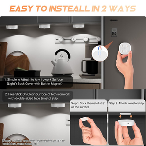 <b>Motion</b> <b>Sensor</b> Step <b>Light</b>, Rechargeable Puck <b>Lights</b> with Remote, Under Cabinet <b>Lights</b> with 3 Colors&RGB, Magnet Stick on <b>Light</b> - Product Image 5