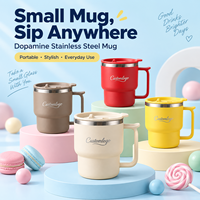 Mug de voyage isotherme en acier inoxydable 304 de qualité supérieure, 12 oz, à double paroi, réutilisable, avec poignée et couvercle coulissant, pour le bureau
