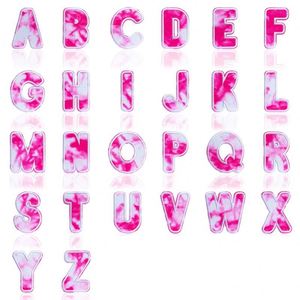 New Iron on 6.5CM Tie-dye Twill Embroidery Hot pink Letter Embroidery Letter Patch for Bag Clothes Hat Decoration - Product Image 1