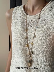 Collier <span class=keywords><strong>de</strong></span> pull Hisera haut <span class=keywords><strong>de</strong></span> gamme, design bohème, chaîne en bambou, avec motif diamant multicouche et longue conception - Product Image 6