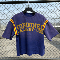 T-shirt vintage surdimensionné personnalisé pour homme, en jersey de coton épais, violet délavé, style streetwear, imprimé universitaire, épaules tombantes, vente en gros OEM