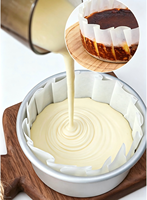 Papier sulfurisé pré-plié pour gâteaux, taille personnalisable, 6 pouces, jetable, pour cheesecake, papier de cuisson pour gâteau basque, 50 pièces