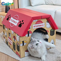 Maison pour chat en carton ondulé avec griffoir, pliable, robuste, 3-en-1, pour jouer et dormir, pour chatons d'intérieur