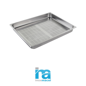 Bandeja perforada de acero inoxidable GN 2/1 para alimentos, 65 × 53 × 6.5 h cm, 2836 g, Inox Macel - Product Image 4