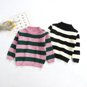 Autumn Winter Sweet Pretty Toddler Baby Girls Sweater子供Long Sleeve Striped Pullover Knit Sweater Tops Outwear