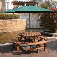 Table et bancs ronds en bois pour pique-nique, design intégré moderne, pour villa, hôtel, plage, patio extérieur