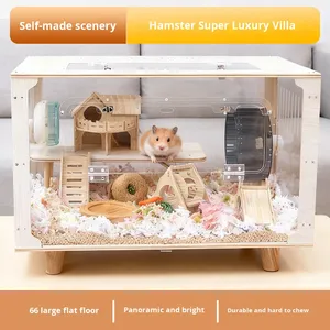 <strong>Hamster</strong> <strong>Cage</strong> Acrylic Transparent Golden Solid Button Eco-friendly <strong>Large</strong> Space Luxury Villa 80cm 100cm Breeding <strong>Cage</strong> 5kg Capacity - Product Image 2