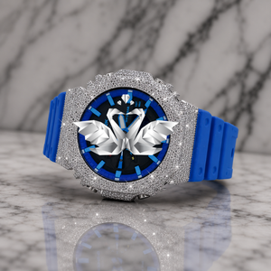 Excellent Quality Luxury Royal Blue Iced Out Moissanite Watch for Men, Blue Rubber Strap, Full Diamond Paved Sports Hip Hop - Product Image 3