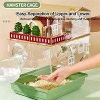 ZMaker 2025 Nouvelle cage à hamster en acrylique 12 en 1 avec accessoires en bois, maison/villa pour hamster à deux ou trois étages avec tunnel et roue
