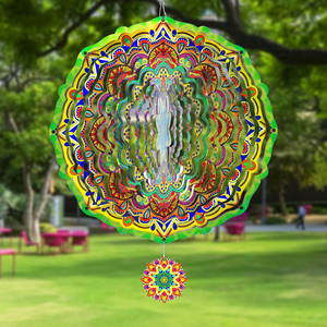 Nuevos Molinillos de Viento Metálicos al por Mayor para Decoración de Jardín y Patio, Molinillo de Viento Bohemio con Mantra, Colgantes Decorativos 3D - Product Image 6