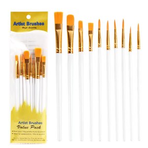HCHWENH Pinceaux professionnels de haute qualité <span class=keywords><strong>pour</strong></span> artistes, 10 pièces/ensemble, poils en nylon, manche en <span class=keywords><strong>plastique</strong></span>, modèle HB-2, <span class=keywords><strong>pour</strong></span> la <span class=keywords><strong>peinture</strong></span> - Product Image 3