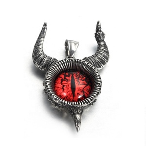 Collier pendentif en acier inoxydable yeux bleus corne <span class=keywords><strong>de</strong></span> <span class=keywords><strong>taureau</strong></span> sur mesure - Product Image 3