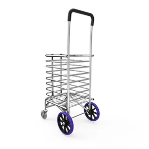 Folding Shopping Cart with PVC Wheels,360 Degree Rolling Swivel Grocery Cart for Groceries,88 LBS Capacity