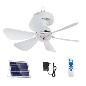 Small Mini Hanging Fan with Lithium Battery Decorative Lighting Non Electric Battery Operated ceiling Fan with Solar Panel
