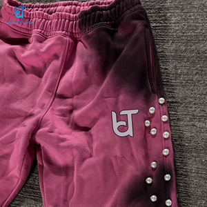BENTURA personnalisé Jogging Baggy français éponge soleil délavé 100% coton extérieur diamant taille élastique perlé <span class=keywords><strong>strass</strong></span> pantalons de survêtement - Product Image 6