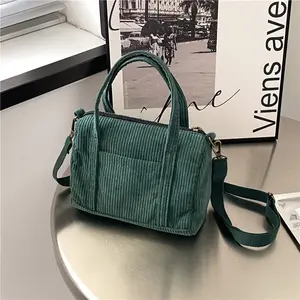 Novo Estilo Pequeno Corduroy Mini Tote Bag Corduroy Crossbody Bag Para Mulheres Meninas Shopper Interior Bolso Com Zíper