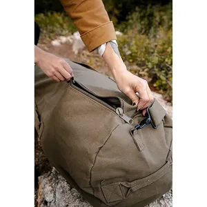 Large Capacity Cotton Canvas Duffel Bag With Zipper For Gym