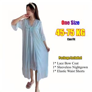 Set Pigiama Tre Pezzi da Donna: Camicia da Notte con Spalline + Pantaloncini + Giacca <span class=keywords><strong>Corta</strong></span> in <span class=keywords><strong>Pizzo</strong></span>, Completo Estivo da Notte per Signora - Product Image 5