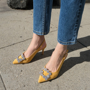 Soft Leather Slingback <b>Pumps</b> Wedding Shoes Unique Luxury Heels for Ladies Shoes - Product Image 3