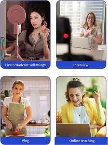ไมโครโฟนแบบหนีบเสื้อคาร์ดิออยด์พกพาขนาดเล็ก ทำจากพลาสติก สำหรับ iPhone Android บันทึกเสียง/วิดีโอ ไมค์ตั้งโต๊ะ ไลฟ์สด K9 สมาร์ทโฟน - Product Image 2