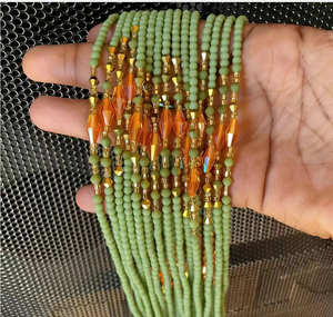 Catena di Perline da Vita in Vetro Cristallo Stile Bohemien di Lusso, Misura Grande, Perline Africane del Ghana da Donna, Vendita all'Ingrosso - Product Image 5