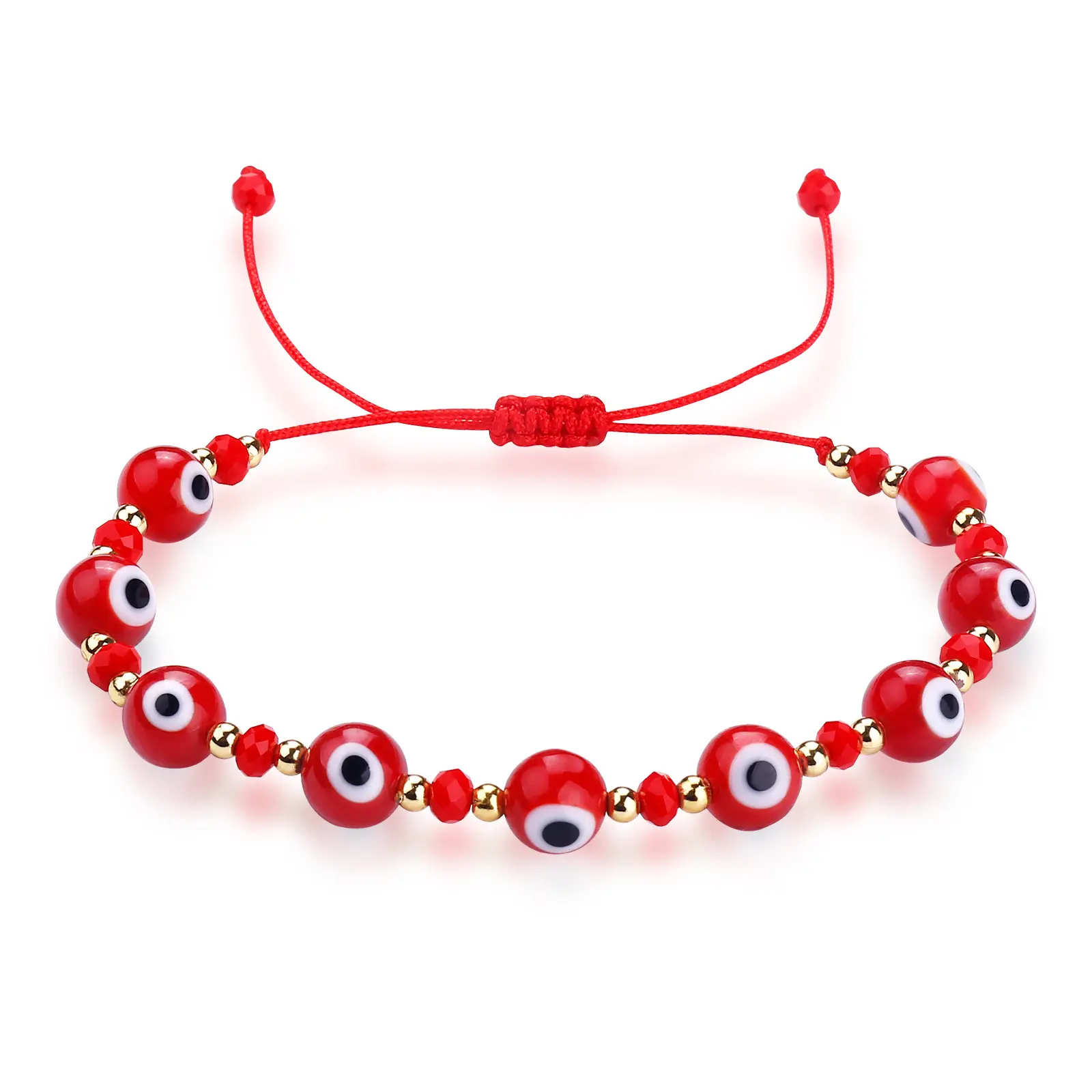 2022 New Blue Red String 8mm Evil Eye Glass Beaded Adjustable Bracelets for women men