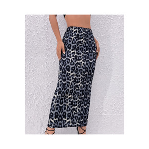 Falda Larga Tipo Lápiz con Estampado de Leopardo y Cintura Alta para Mujer, Tejido Elástico - Product Image 5