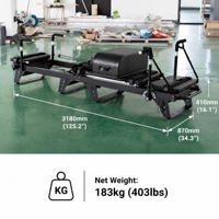 Nouveau Reformer Pilates en aluminium réglable, grand modèle, durable, pour exercices de gym et renforcement du tronc, idéal pour studio de Pilates