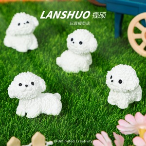 Figura de Resina de Perro Bichón Frisé Lanshuo, Miniatura, Decoración para el Hogar, Modelo Artesanal, Juguete - Product Image 4