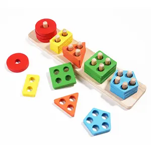 Newly design matching blocks montessori wooden sensory activity children's color shape learning early education toy