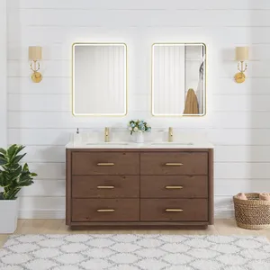 <span class=keywords><strong>Mobile</strong></span> <span class=keywords><strong>Bagno</strong></span> Moderno Autoportante in Legno Massello e Compensato di Alta Qualità con Finitura Laccata in Acciaio Inossidabile, Prodotto in Vietnam - Product Image 1