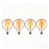 Ampoule décorative LED IP68 RGBW G125 à couleur chaude, anti-scintillement, avec cœur en PC, rétro, à économie d'énergie, petite, alimentée par énergie solaire DC/AC