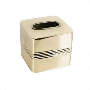 Boîte à mouchoirs carrée de qualité supérieure, couleur or, taille personnalisée, pour mariage ou fête. - Product Image 1
