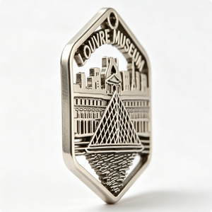 Broche en métal du Musée du Louvre, plaquée argent, design pyramidal, breloque souvenir, forme irrégulière, moulage sous pression en alliage de zinc - Product Image 4