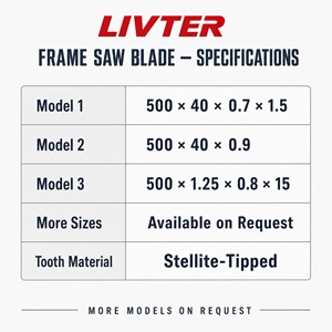 LIVTER <span class=keywords><strong>Lame</strong></span> de <span class=keywords><strong>scie</strong></span> <span class=keywords><strong>à</strong></span> cadre en carbure ultra-mince personnalisée TCT Stellite pour la découpe du bois et du bambou <span class=keywords><strong>sur</strong></span> machine <span class=keywords><strong>à</strong></span> scier les cadres - Product Image 6