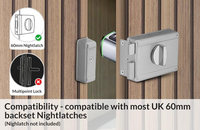 Cylindre de serrure de porte intelligent Nightlatch 60 mm pour débutants (Royaume-Uni) avec empreinte digitale, code, clé de secours et carte RFID