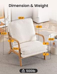 Modern Sherpa Lounge <b>Arm</b> <b>Chair</b> for Home for Living Room Bedroom or Dining Cozy <b>Comfy</b> for Reading Wide for Small Apartment - Product Image 2