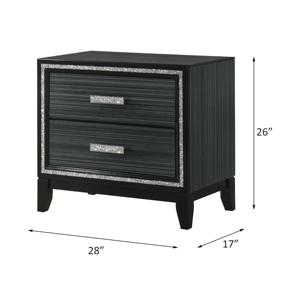 Haiden Weathered Black Finish Nightstand With Two <b>Drawers</b> Modern Bedroom Storage Unit - Product Image 5