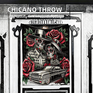 Chicana chola Cholo คู่ chicano lowrider ผ้าห่มผ้าพลัฌออกแบบได้เองพิมพ์ลายนุ่มสบายพกพาได้สัตว์เดินทาง - Product Image 2