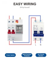 Disjoncteur intelligent Wi-Fi compact en plastique industriel avec affichage des statistiques de puissance, détection des fuites, contrôle à distance et protection Tuya 6kA