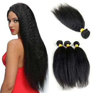 Natural Black Kinky Straight Hair Extensions Cuticle Aligned Virgin Hair Vendors, Beauty 100% Virgin Peruvian Human Hair weaves