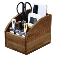 Boîte de rangement de bureau en bois à 3 compartiments avec télécommande, style ferme, pour papeterie, organisateur de table de style campagnard, fourni par l'usine