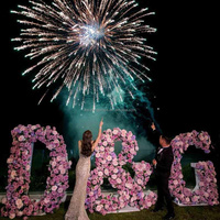 Décoration florale artificielle en lettres pour fond de scène de mariage, ornement floral en lettres