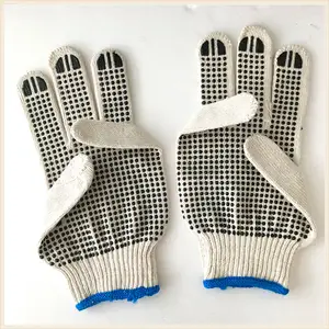 Gants pointus en PVC de calibre 7, noirs, en coton et blancs, avec points en PVC noirs pour le travail