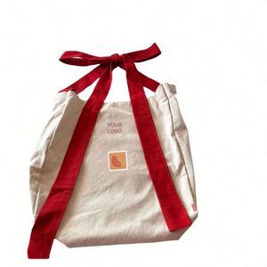 Bolsas de Mano de Lona de Algodón con Lazo, Estilo Nuevo, para Compras al por Mayor, con Logotipo Personalizado - Product Image 4