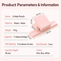 Perforateur de papier 5 mm pour carnet à feuilles mobiles A7 A5 B5 M6, perforateur de classeur à anneaux ronds 3 ou 6 trous, outil de papeterie DIY pour journal