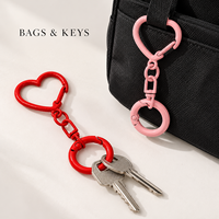Porte-clés Cœur Couleur Bonbon avec Fermoir à Pression et Anneau à Ressort pour Noël, Cadeau Femme, Accessoires DIY, Breloque de Sac