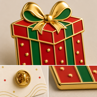 Boîte cadeau Broches Épingles de revers Bijoux de Noël en gros Badges métalliques Personnalisés Épingles en émail souple 3D Usine OEM